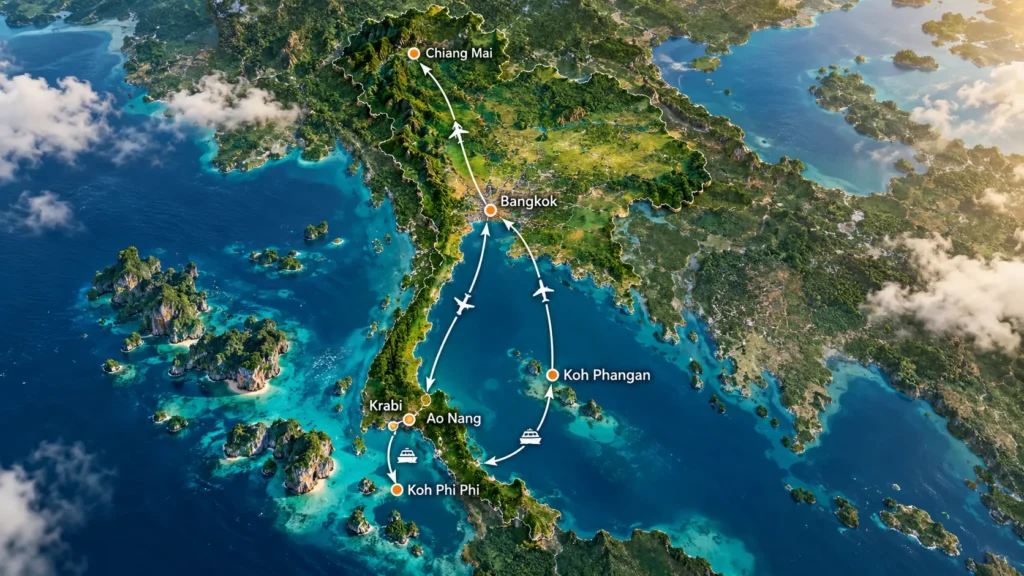 Backpack route Thailand voor 3 weken